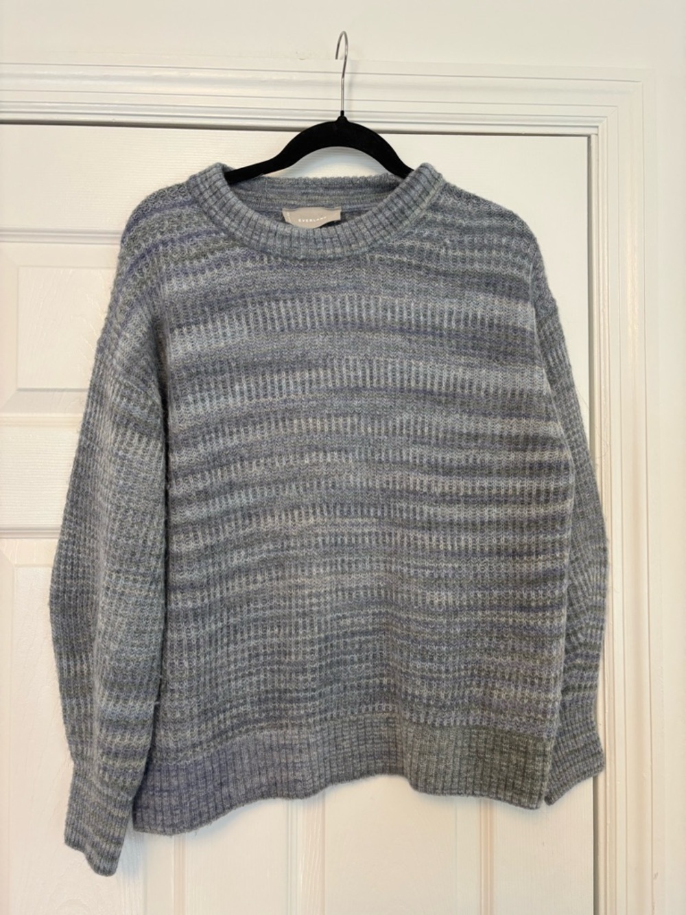 Everlane Women Alpaca Merino Wool Blend Crew Neck Sweater Sz M Blue Pullover